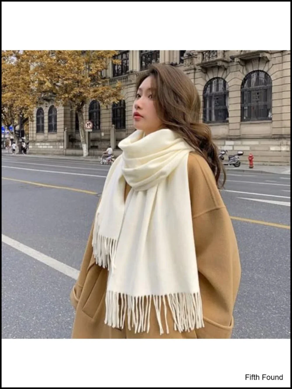 Oversized Shawl Wrap Scarf with Fringe Polyester Winter Cold Weather